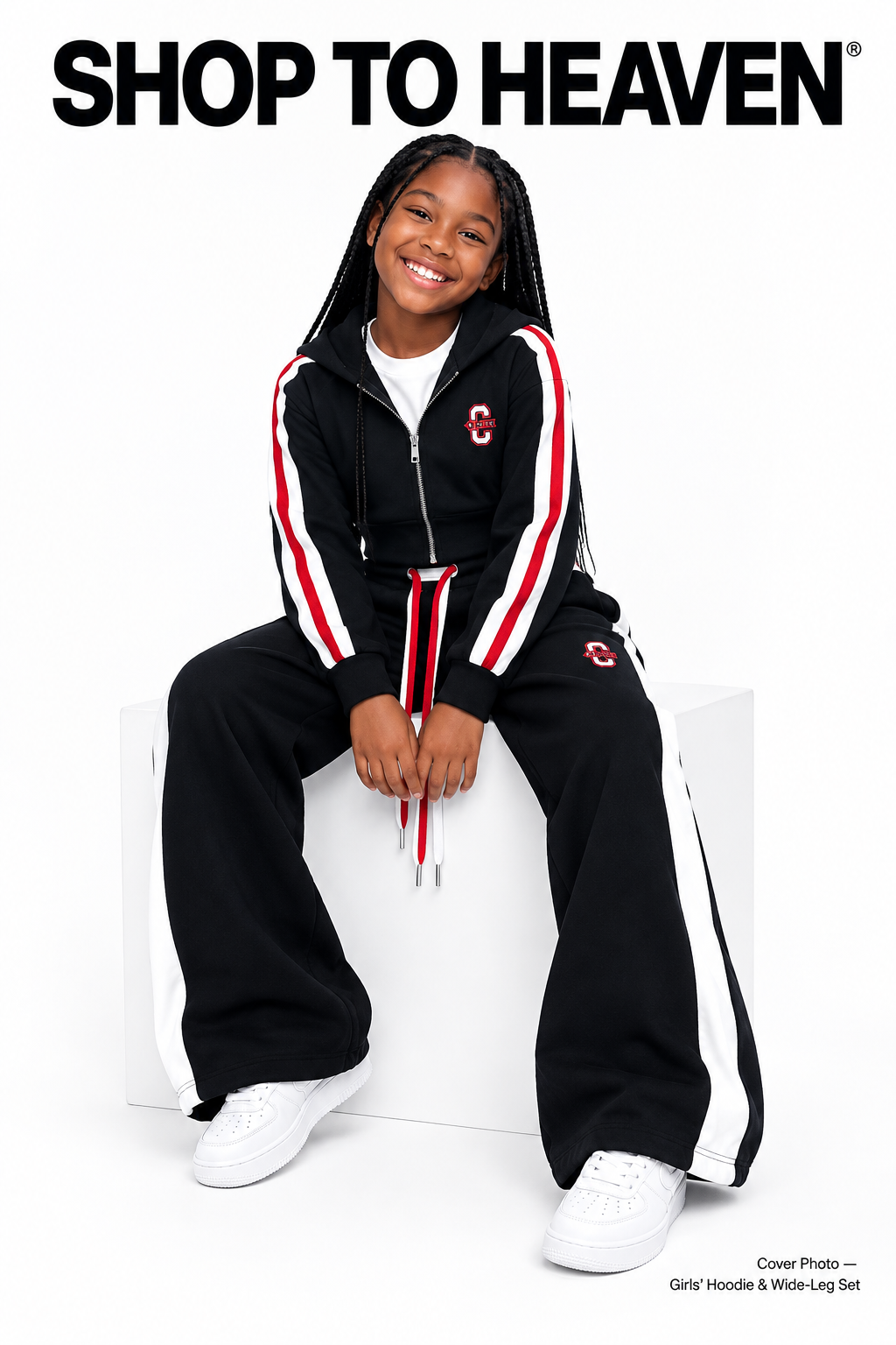 Cover Photo — Black Girls’ Hoodie & Wide-Leg Set