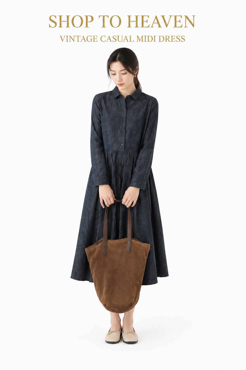 Vintage Casual Midi Dress