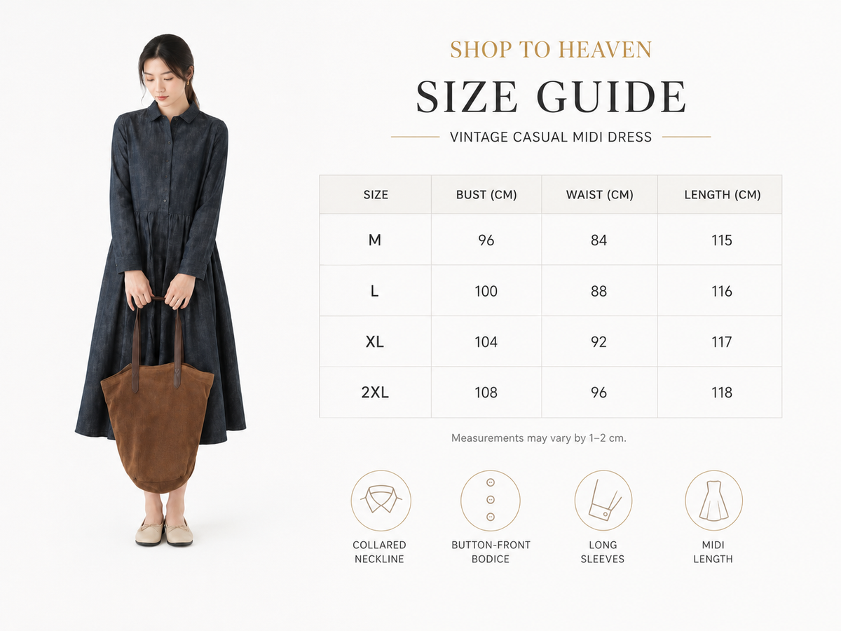 Vintage Casual Midi Dress
