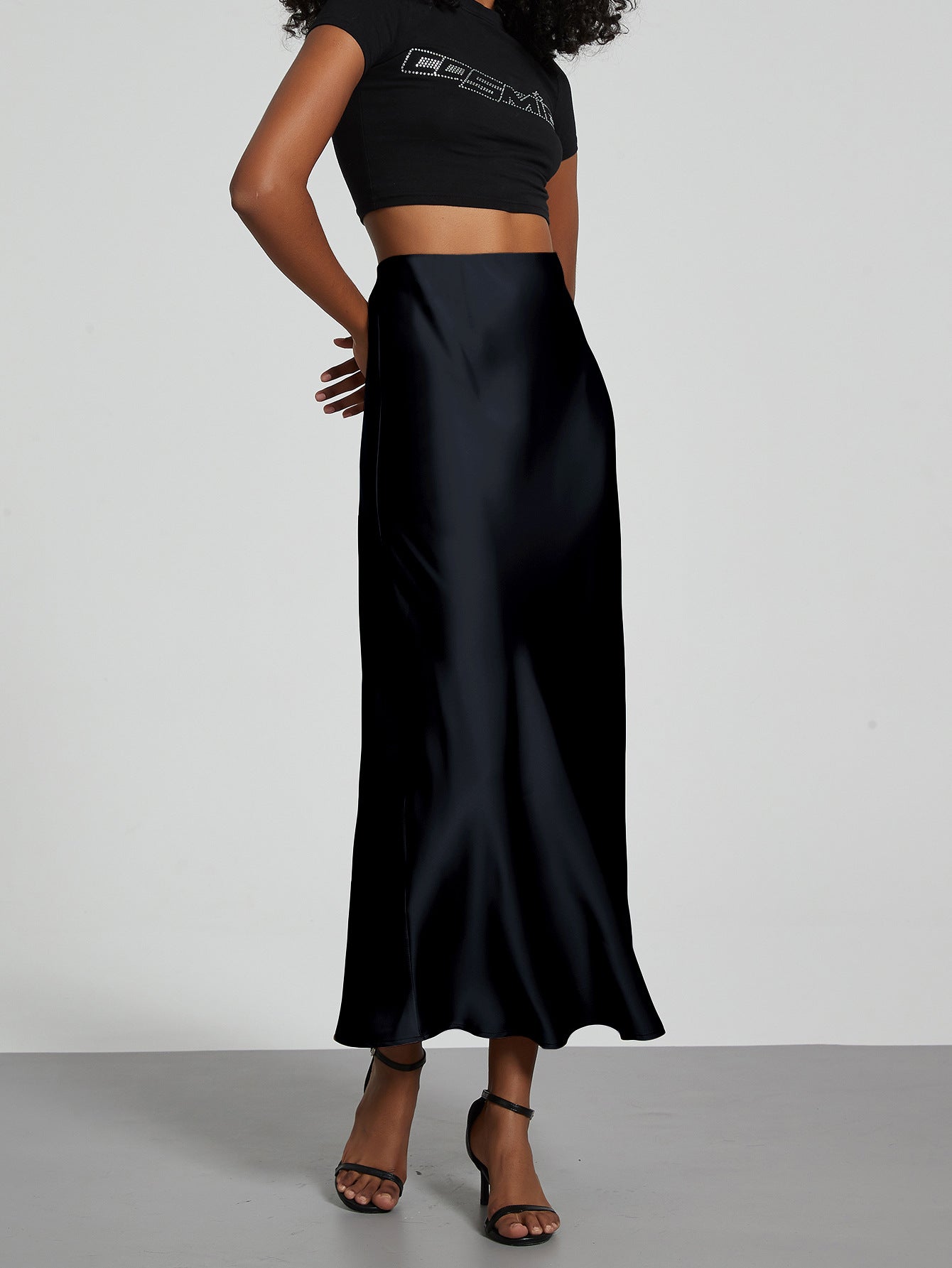Elegant Satin Midi Skirt