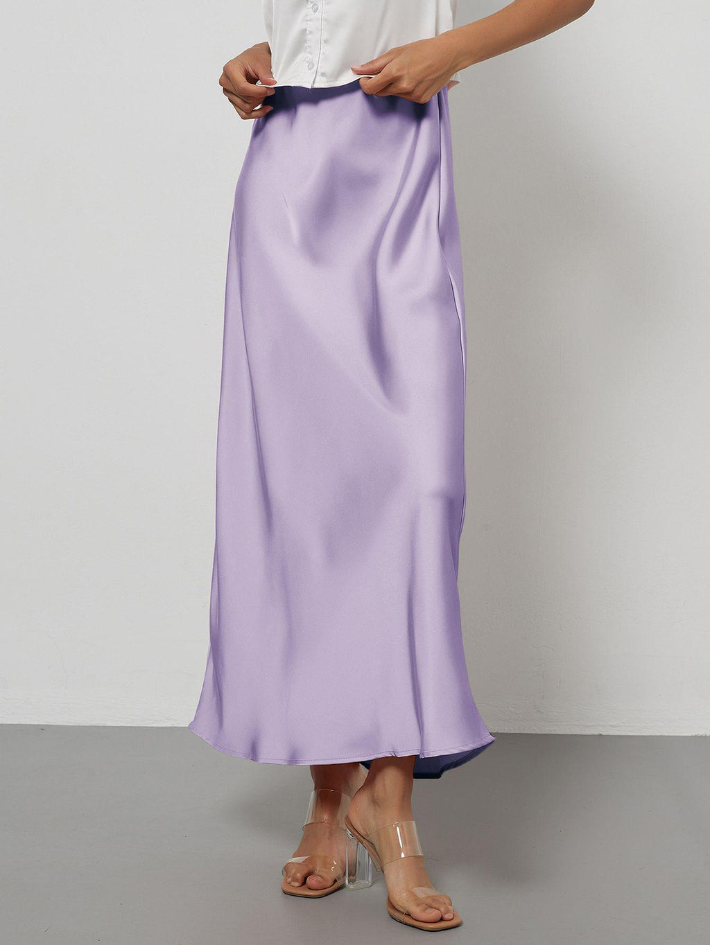 Elegant Satin Midi Skirt