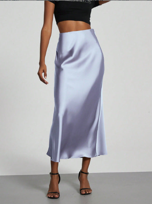 Elegant Satin Midi Skirt
