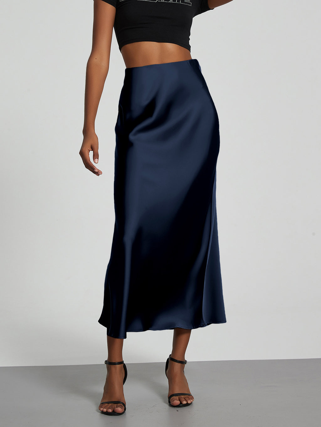Elegant Satin Midi Skirt