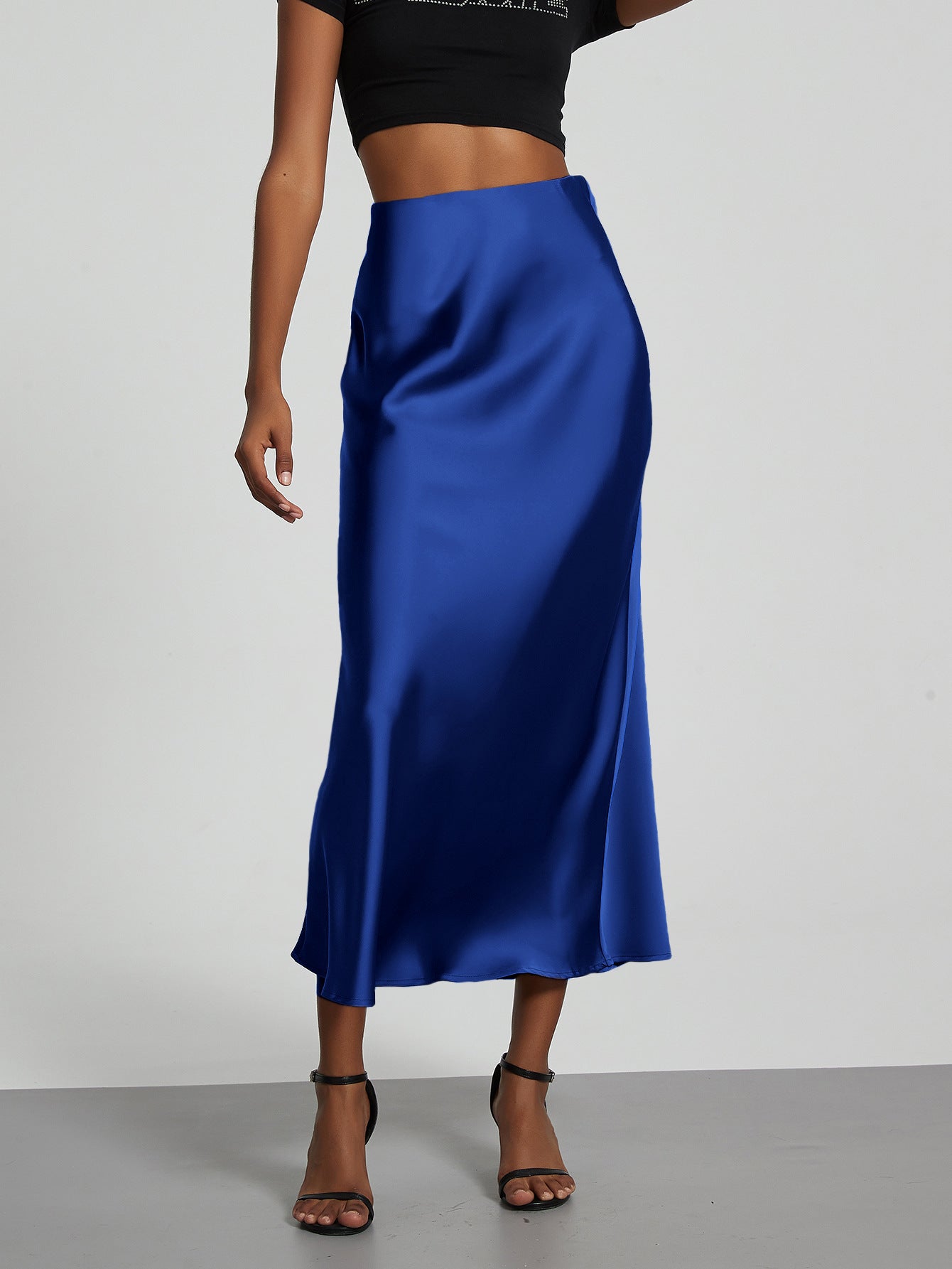 Elegant Satin Midi Skirt