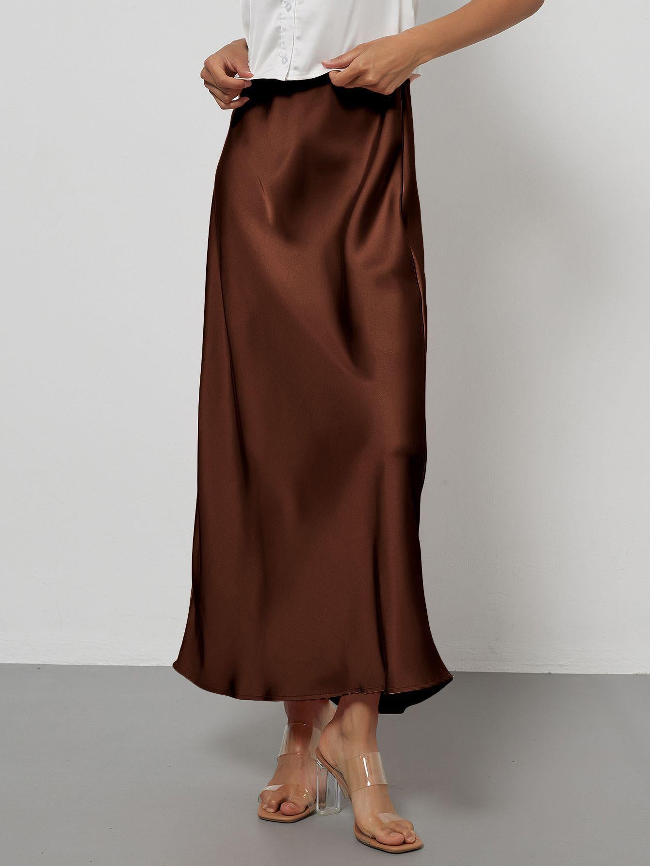Elegant Satin Midi Skirt