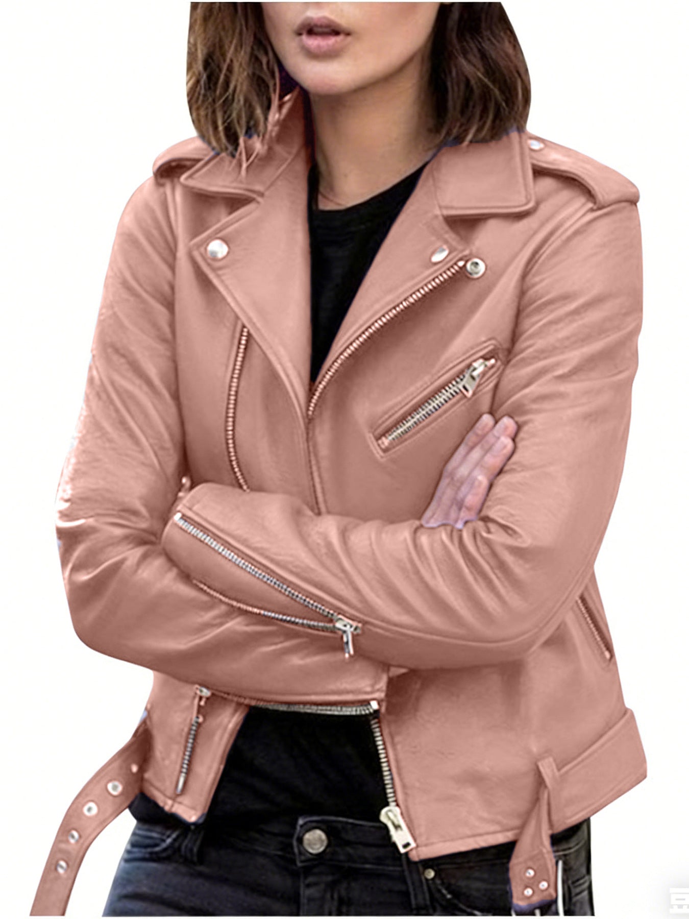 PU Leather Motorcycle Jacket — Slim Fit Short Biker Jacket