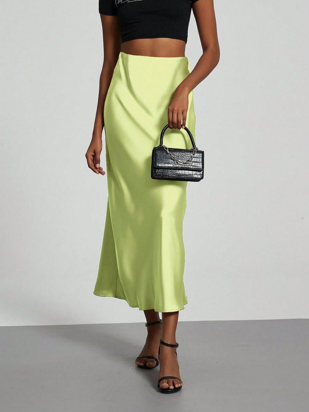 Elegant Satin Midi Skirt