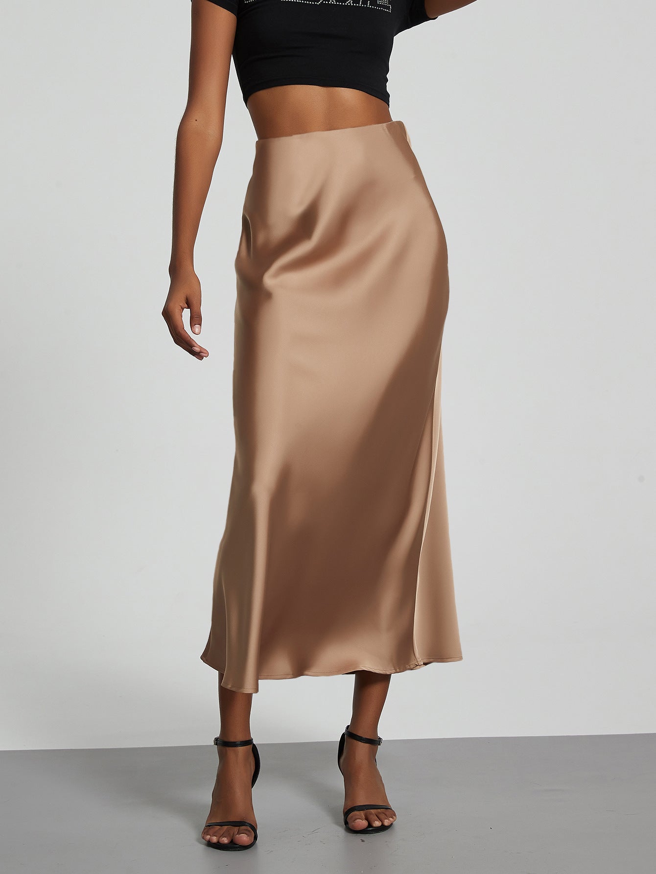 Elegant Satin Midi Skirt