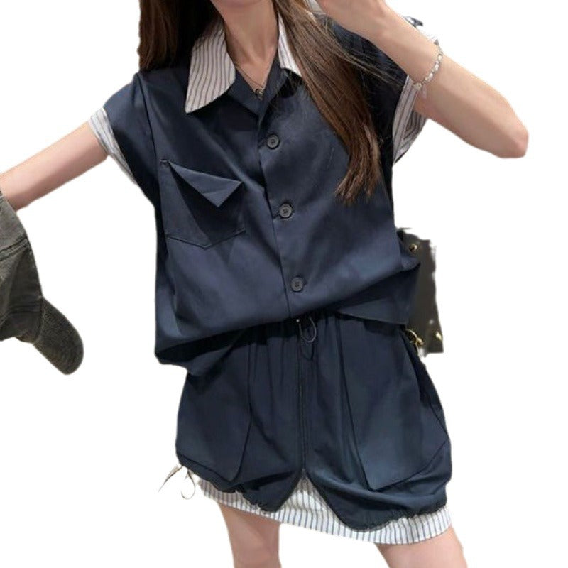 Sleeveless Vest Top & A-Line Skirt Set — Coordinated Two-Piece