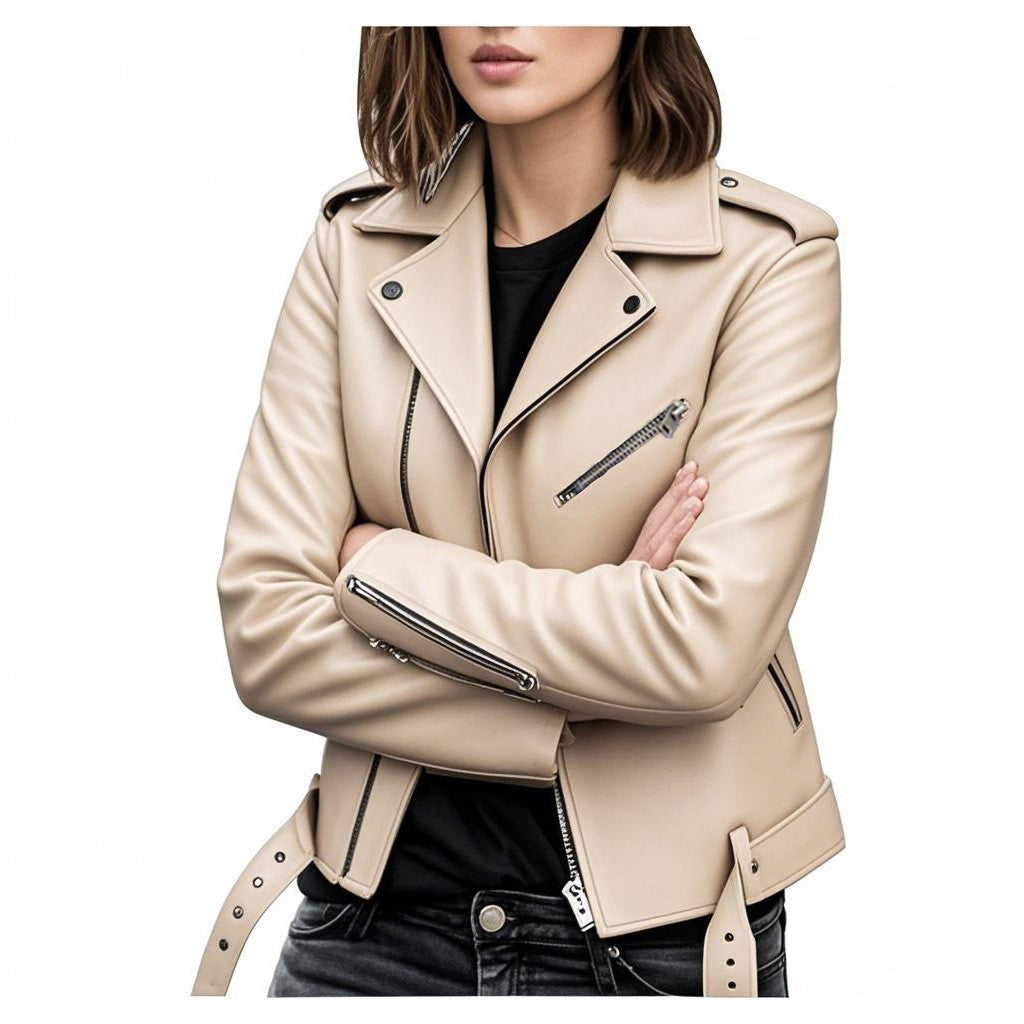 PU Leather Motorcycle Jacket — Slim Fit Short Biker Jacket