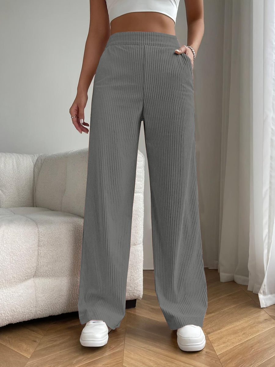 High Waist Loose Wide Leg Pants — Casual Straight Trousers