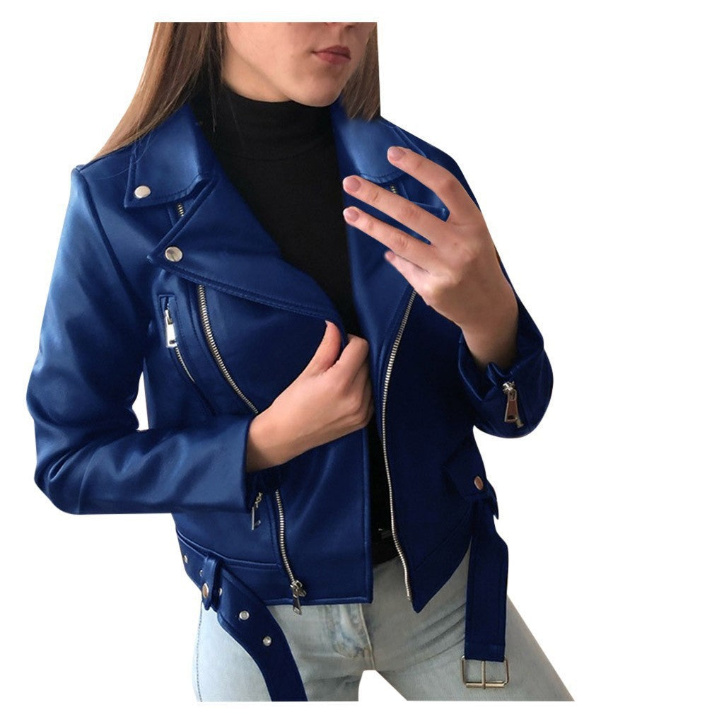 PU Leather Motorcycle Jacket — Slim Fit Short Biker Jacket