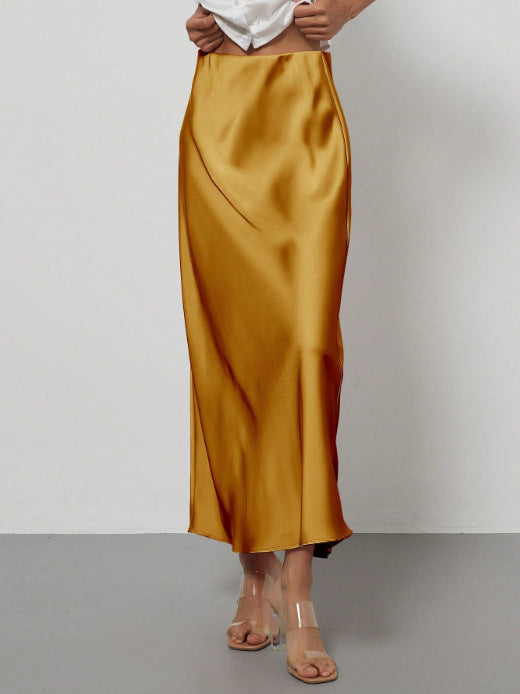Elegant Satin Midi Skirt