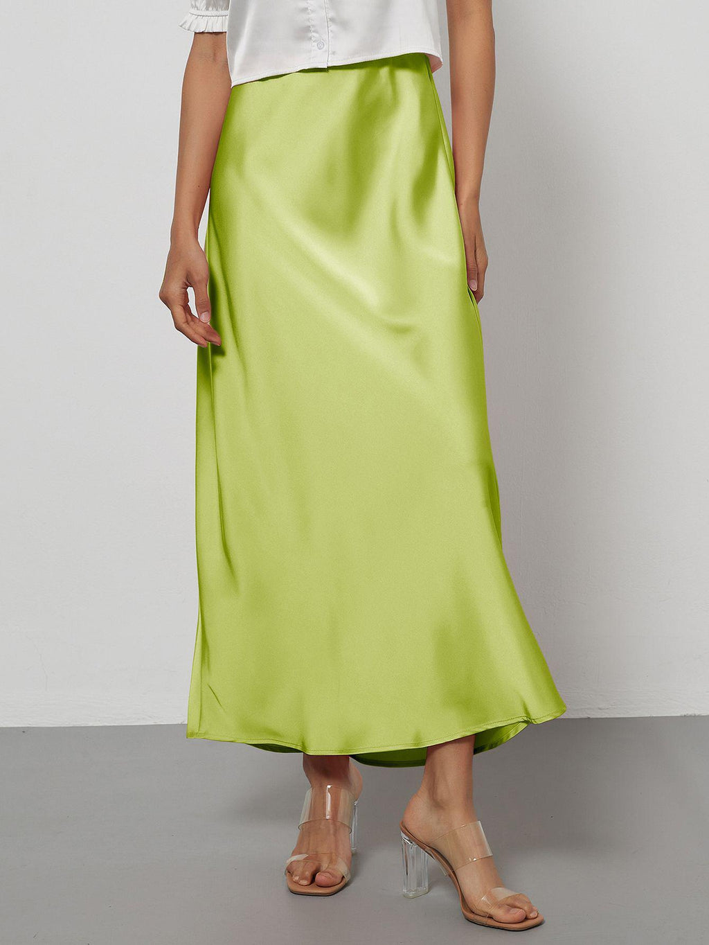 Elegant Satin Midi Skirt