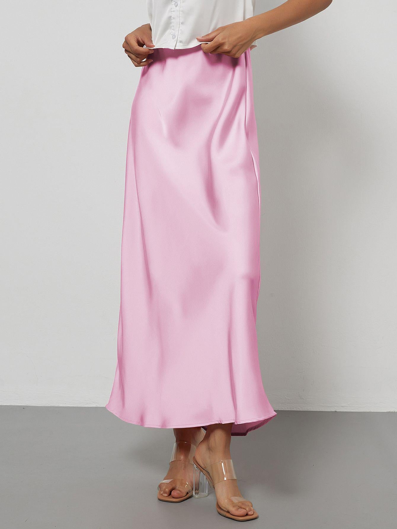 Elegant Satin Midi Skirt