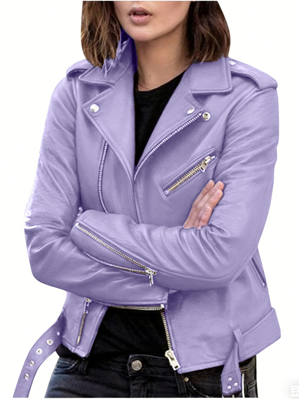 PU Leather Motorcycle Jacket — Slim Fit Short Biker Jacket