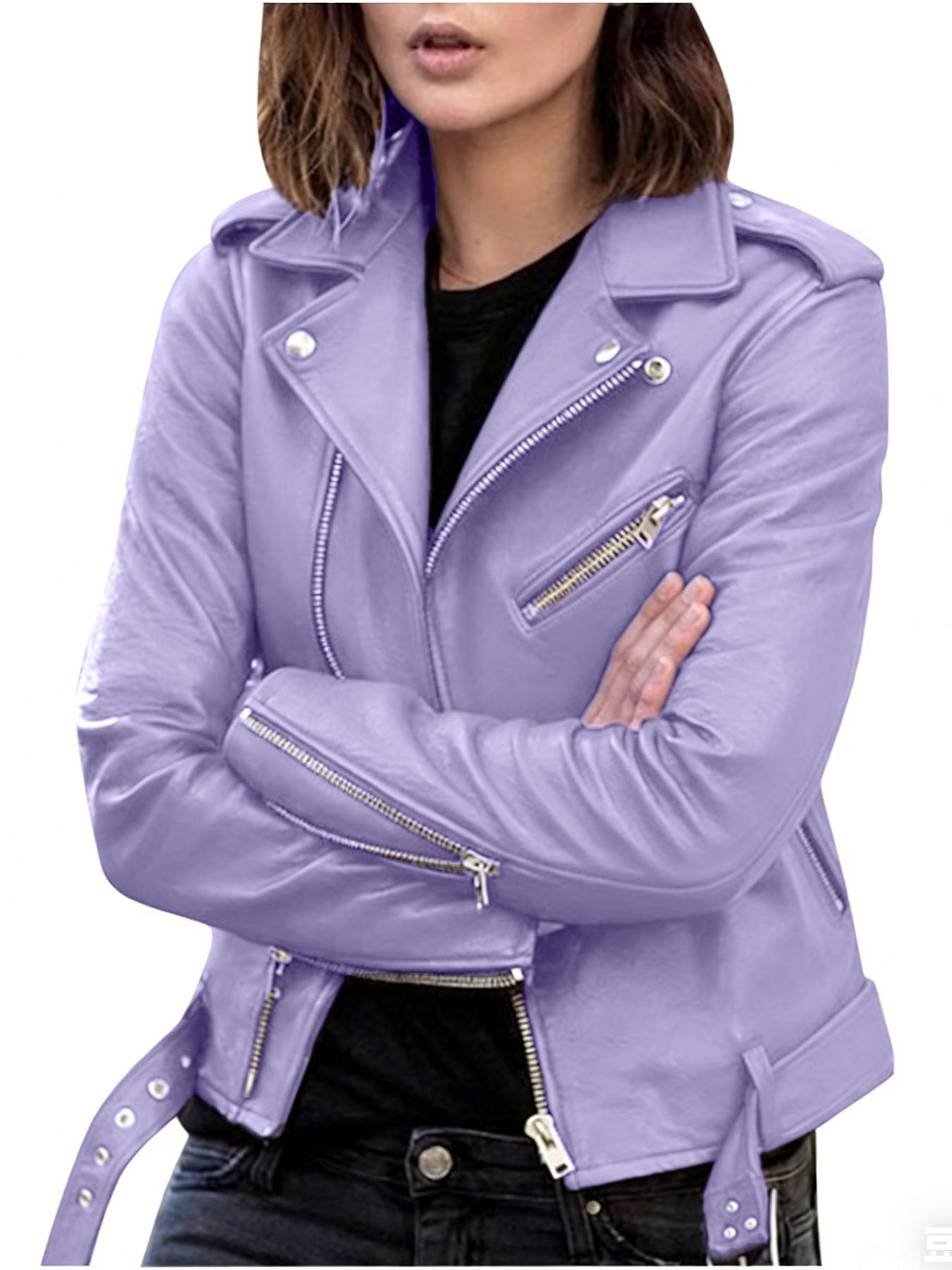 PU Leather Motorcycle Jacket — Slim Fit Short Biker Jacket