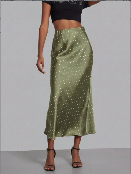 Elegant Satin Midi Skirt