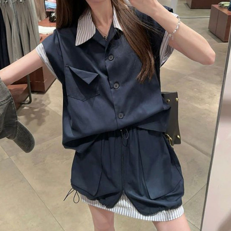 Sleeveless Vest Top & A-Line Skirt Set — Coordinated Two-Piece