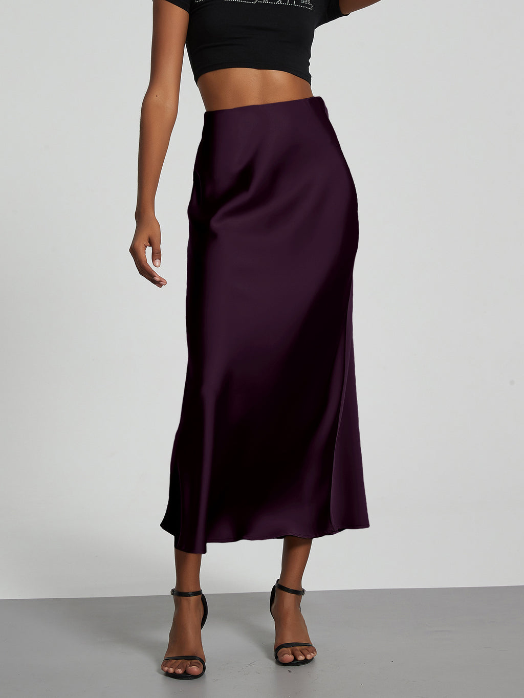 Elegant Satin Midi Skirt