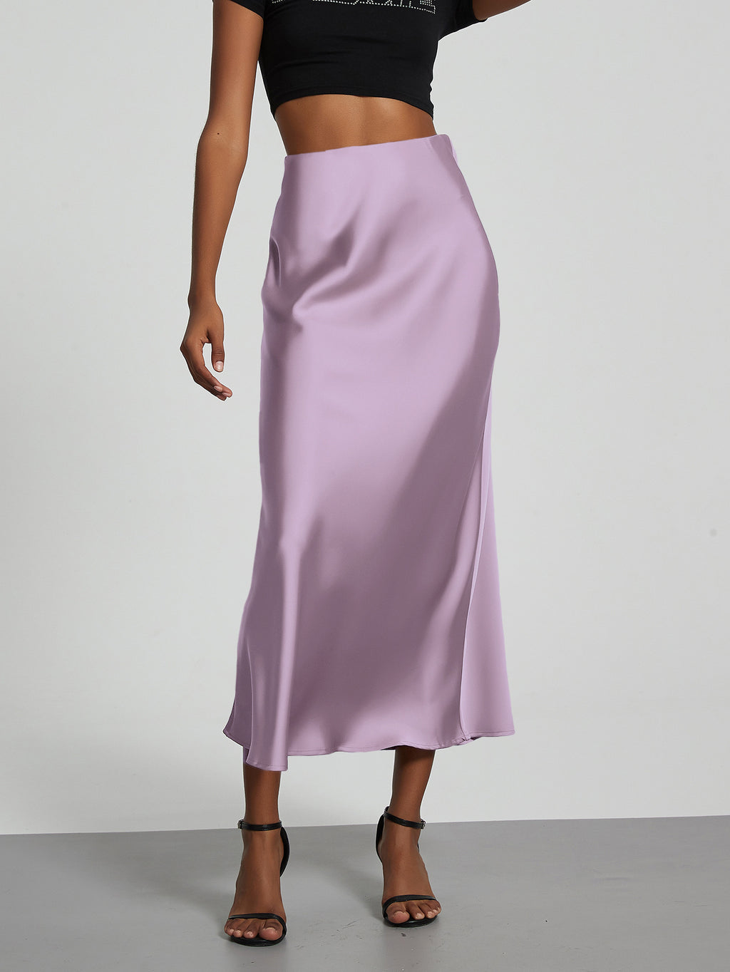 Elegant Satin Midi Skirt