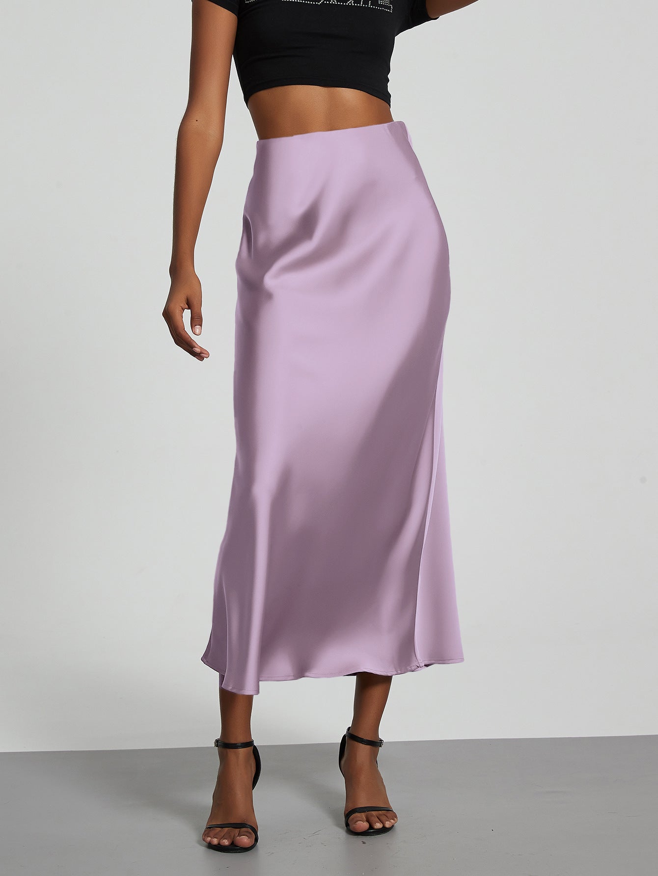 Elegant Satin Midi Skirt