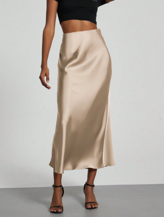 Elegant Satin Midi Skirt