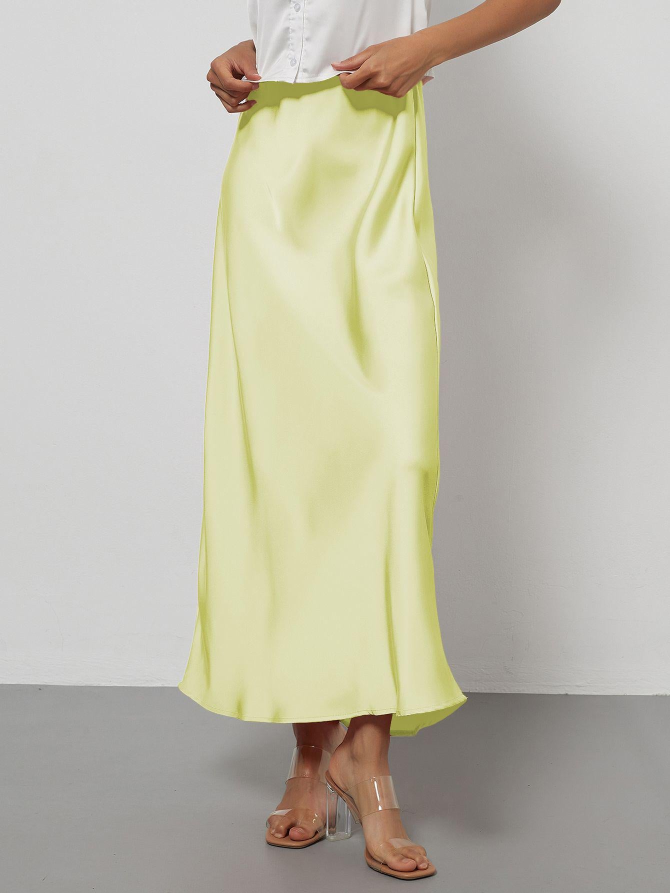 Elegant Satin Midi Skirt