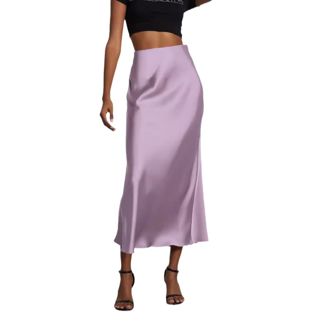 Elegant Satin Midi Skirt