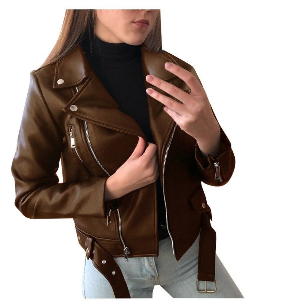 PU Leather Motorcycle Jacket — Slim Fit Short Biker Jacket