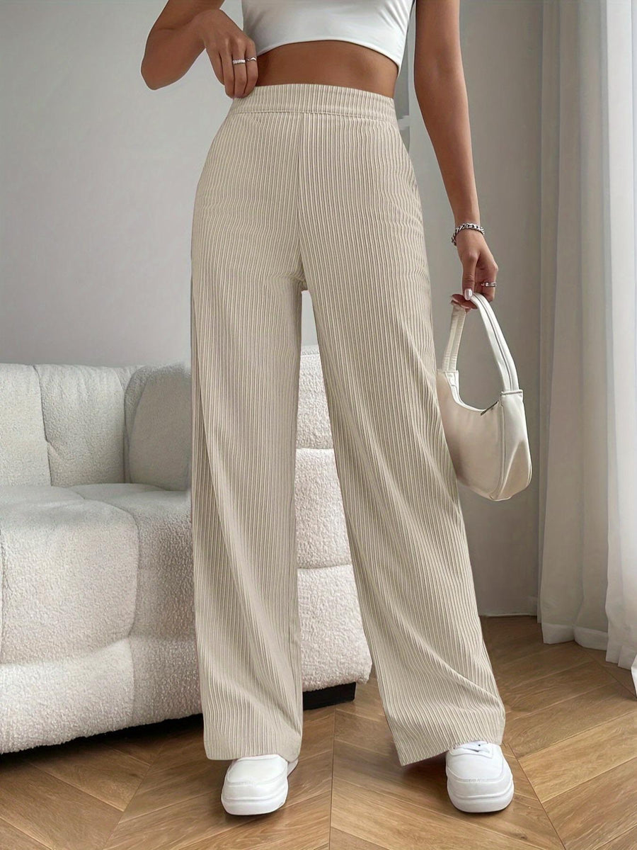 High Waist Loose Wide Leg Pants — Casual Straight Trousers