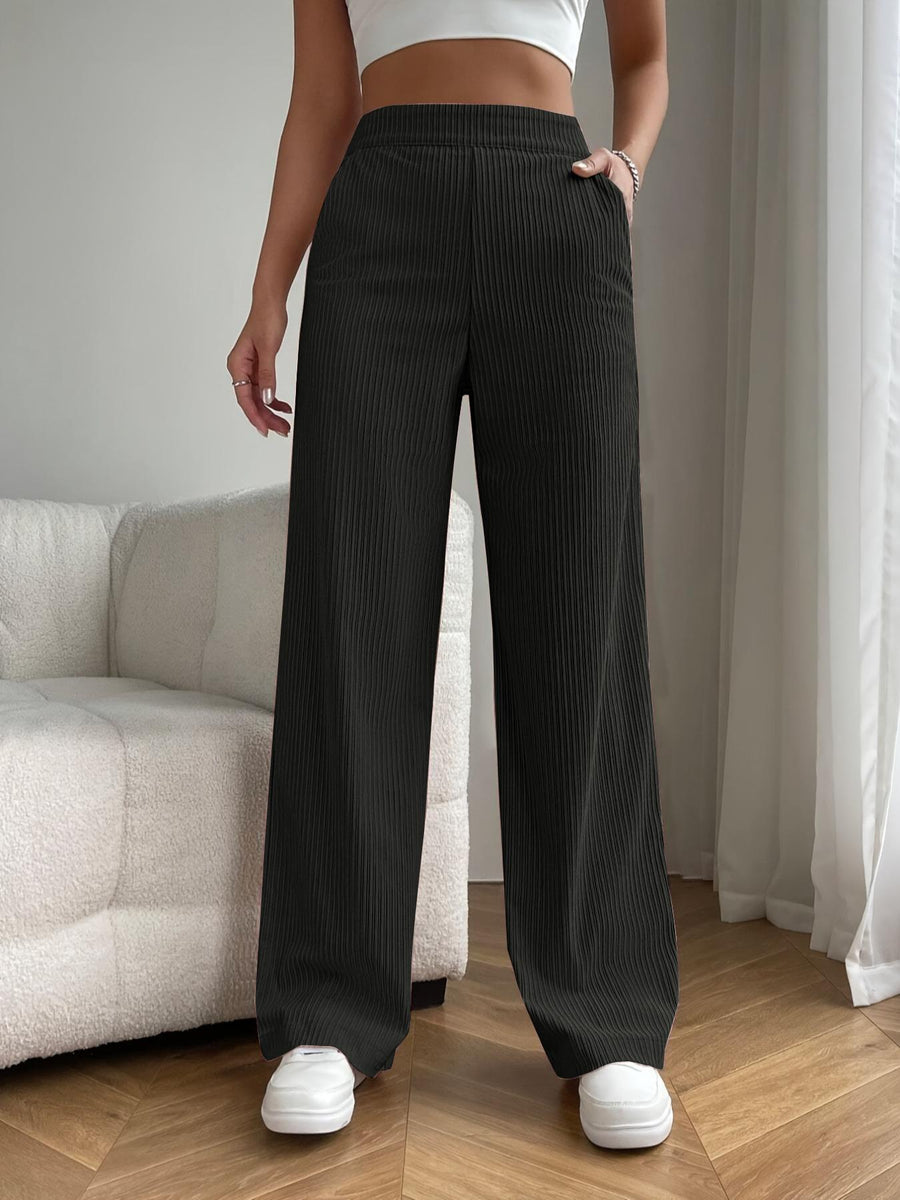 High Waist Loose Wide Leg Pants — Casual Straight Trousers