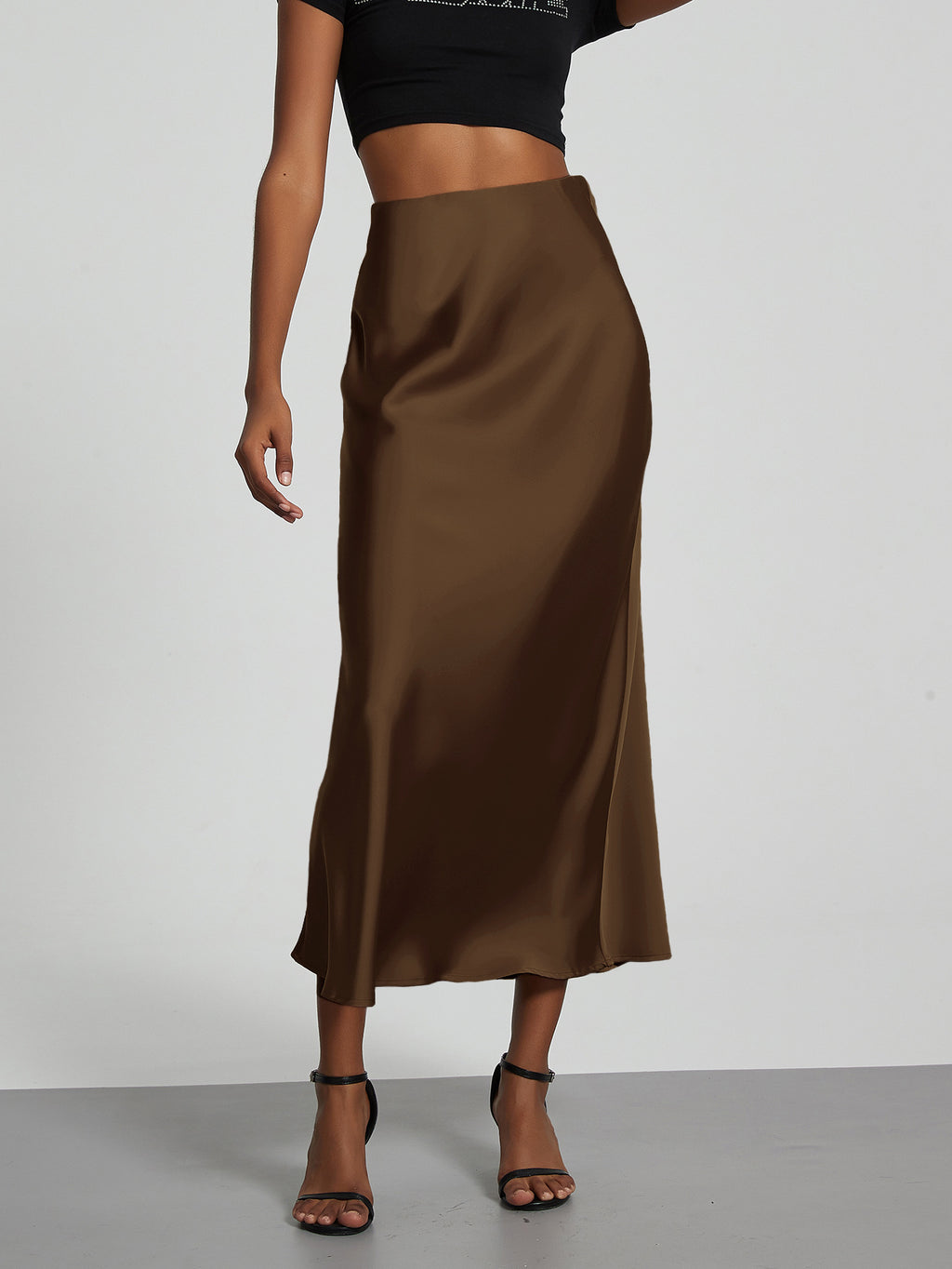Elegant Satin Midi Skirt