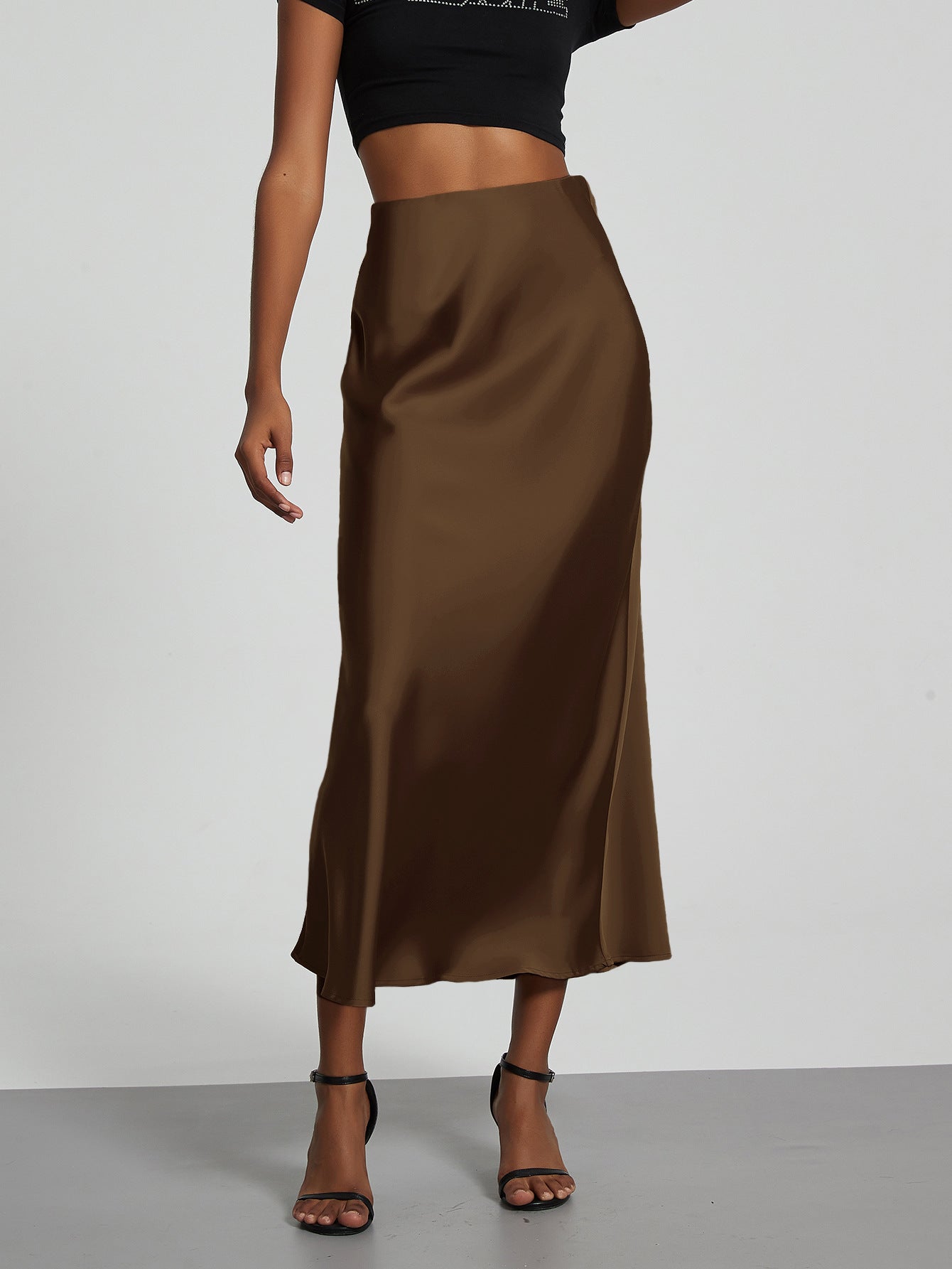 Elegant Satin Midi Skirt