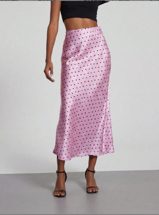 Elegant Satin Midi Skirt