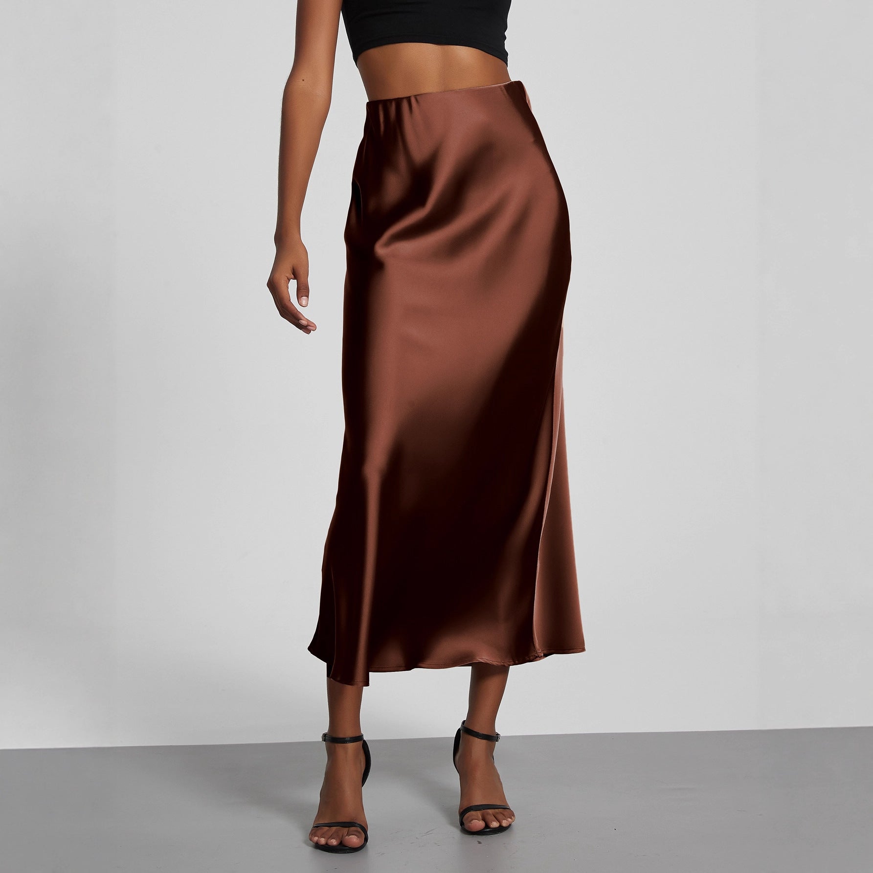 Elegant Satin Midi Skirt