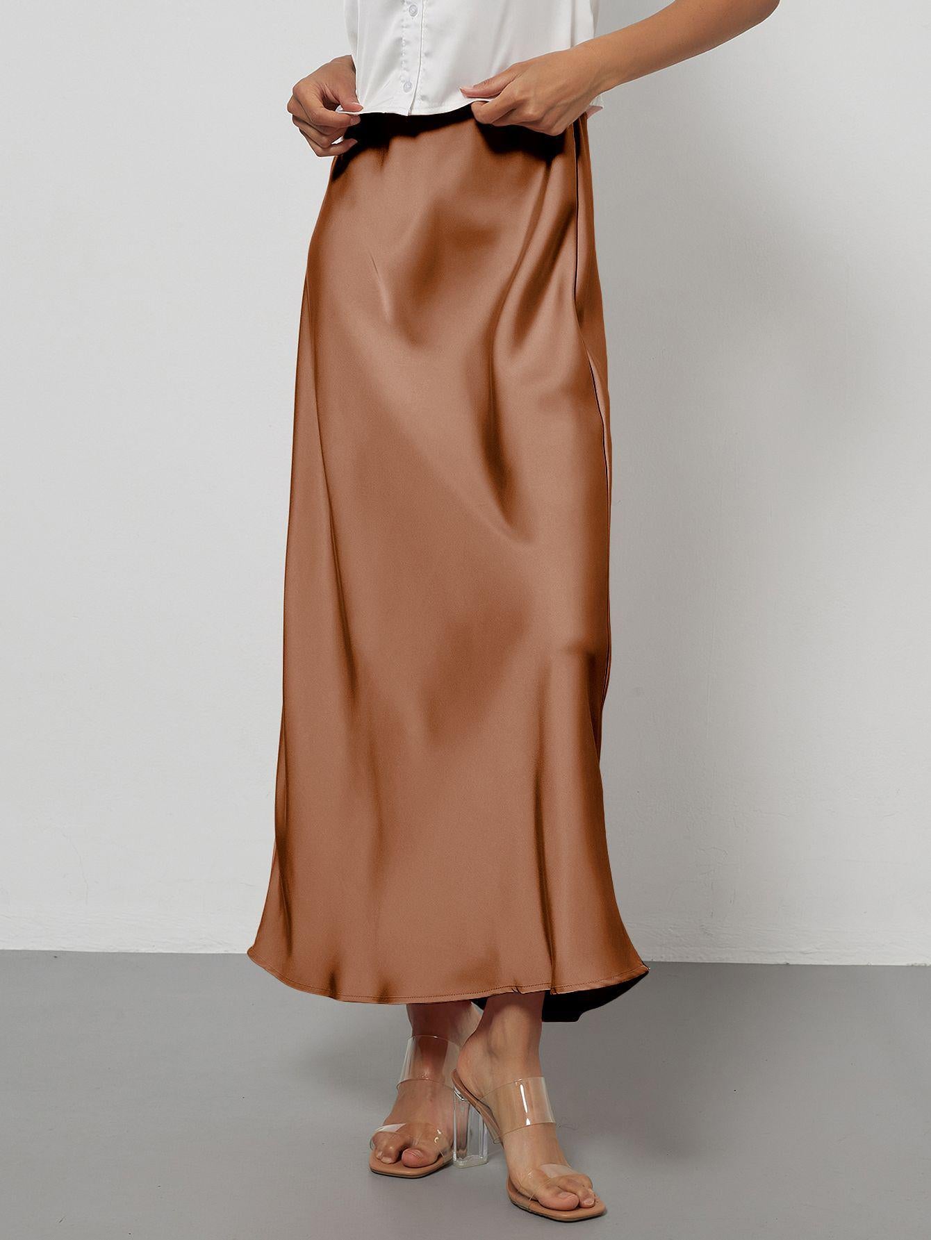 Elegant Satin Midi Skirt