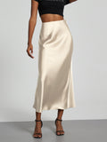 Elegant Satin Midi Skirt