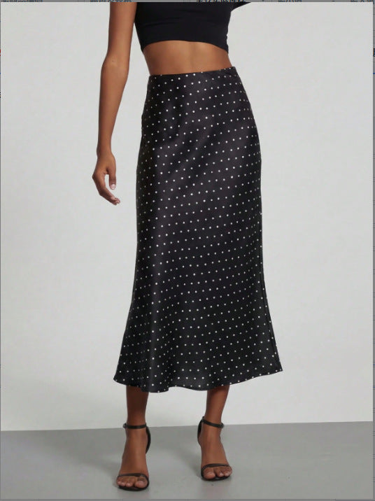 Elegant Satin Midi Skirt