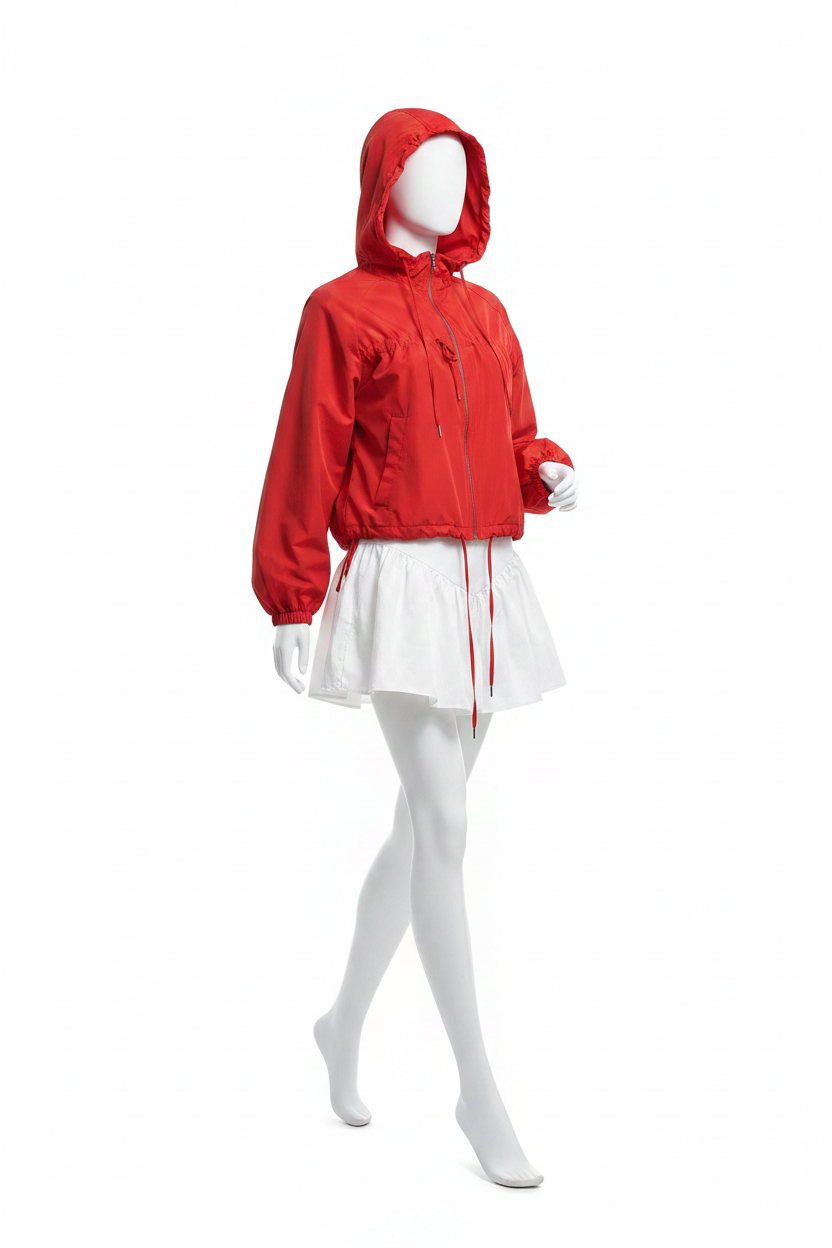 Women's Drawstring Hooded Bubble-Sleeve Jacket