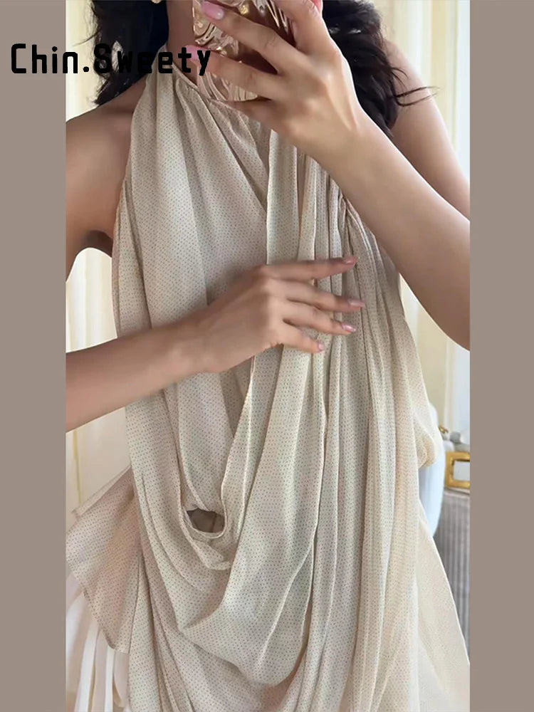 Pleated Halter Summer Top original worn reference photo