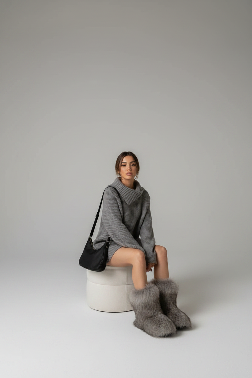 Oversized Zip Turtleneck Sweater — Relaxed Knit Pullover