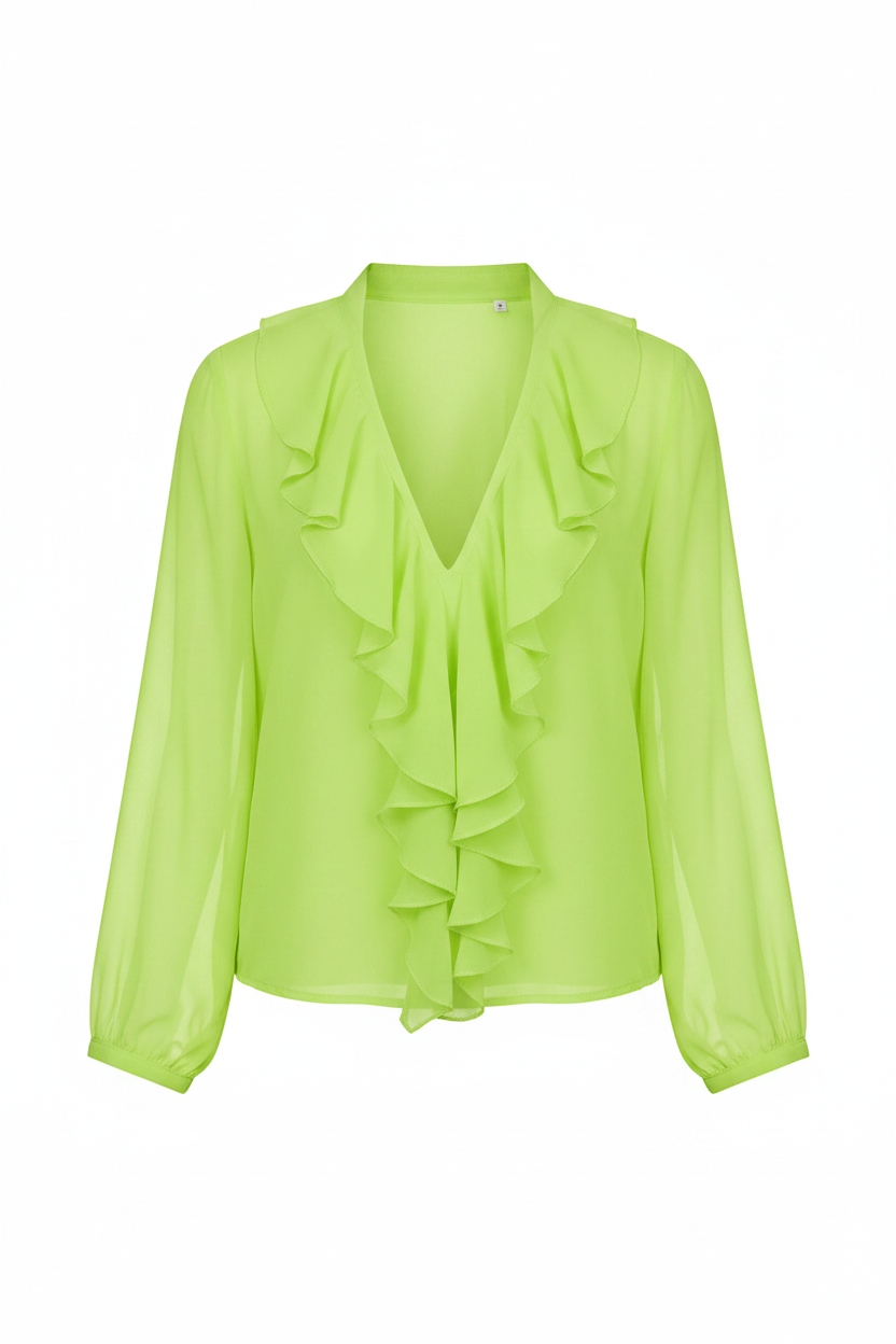 V-Neck Ruffle Sleeve Shirt