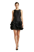 Black Satin Ruffle Vest Dress
