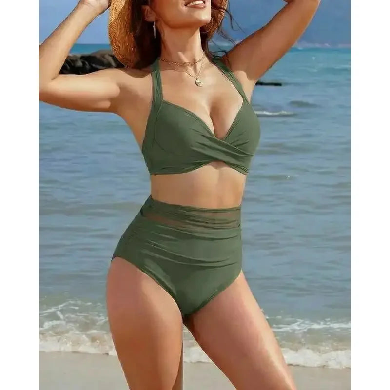 Tummy-Control Mesh One-Piece Swimsuit