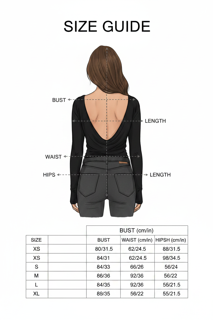 Black Fold-Detail Long Sleeve Top