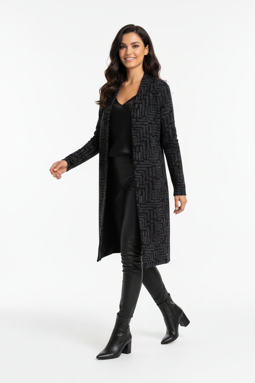 Printed Cardigan Coat — Slim Fit