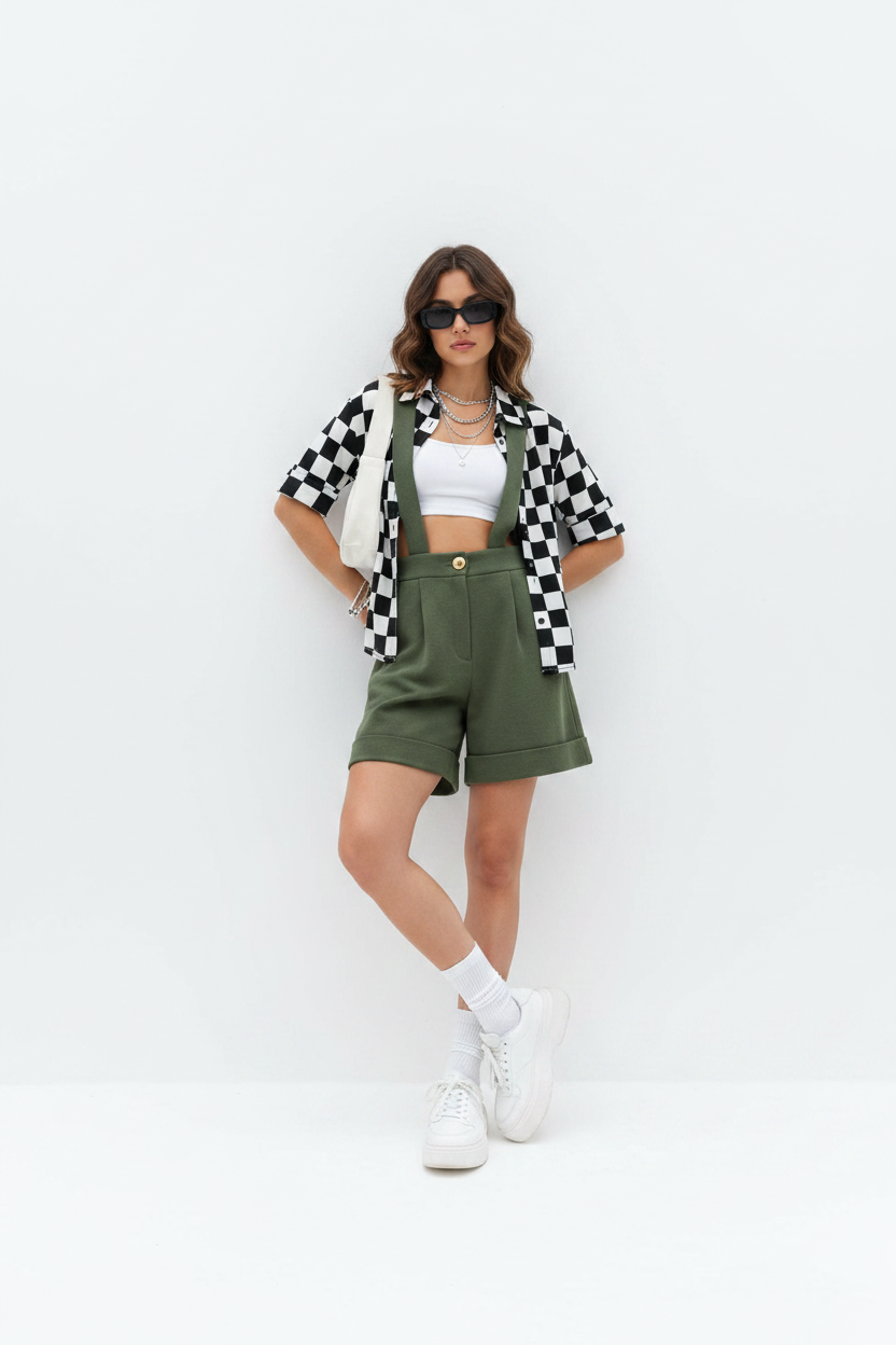 Army Green – Check Shirt