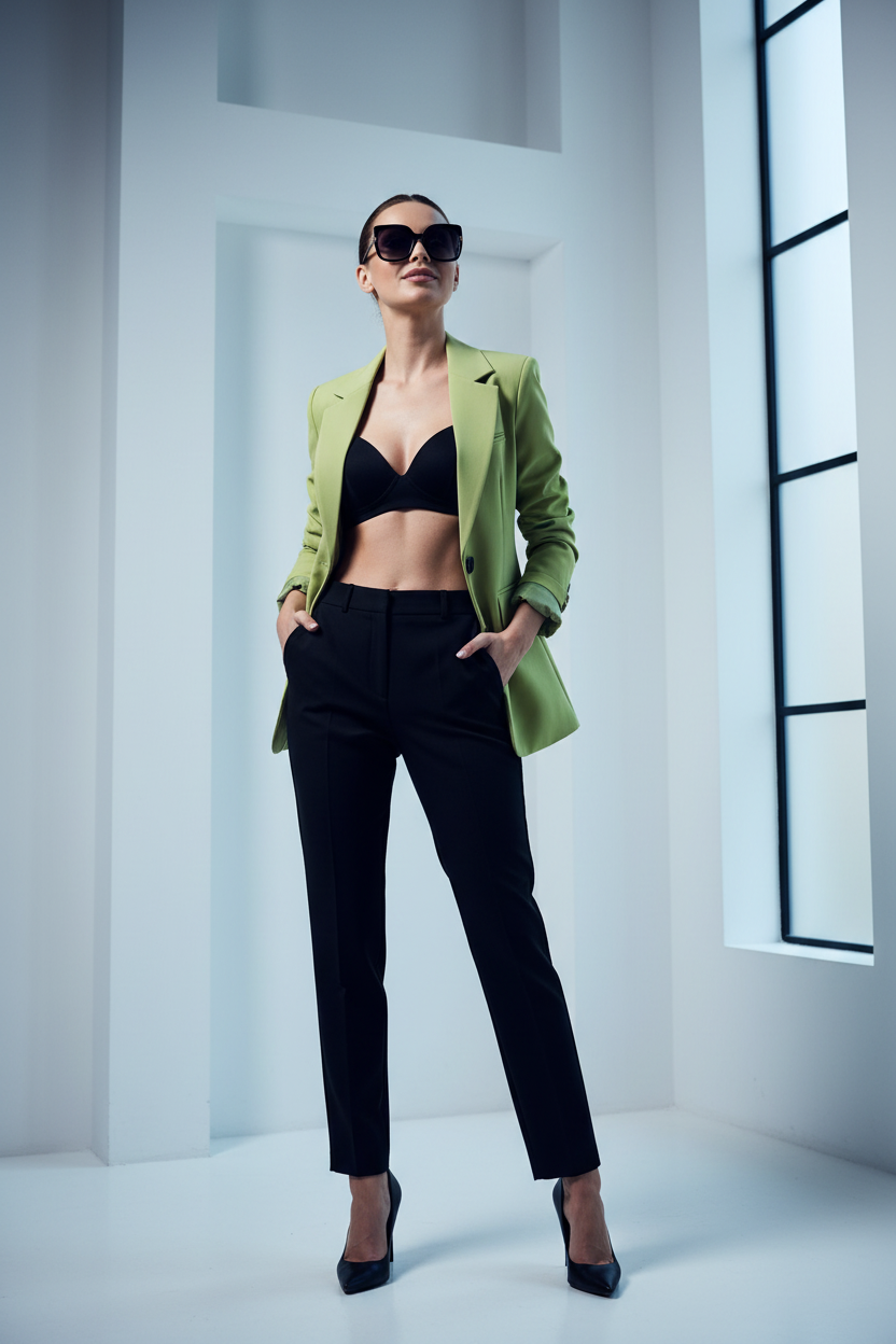 Slim-Fit Korean Style Blazer Coat — Long Sleeve