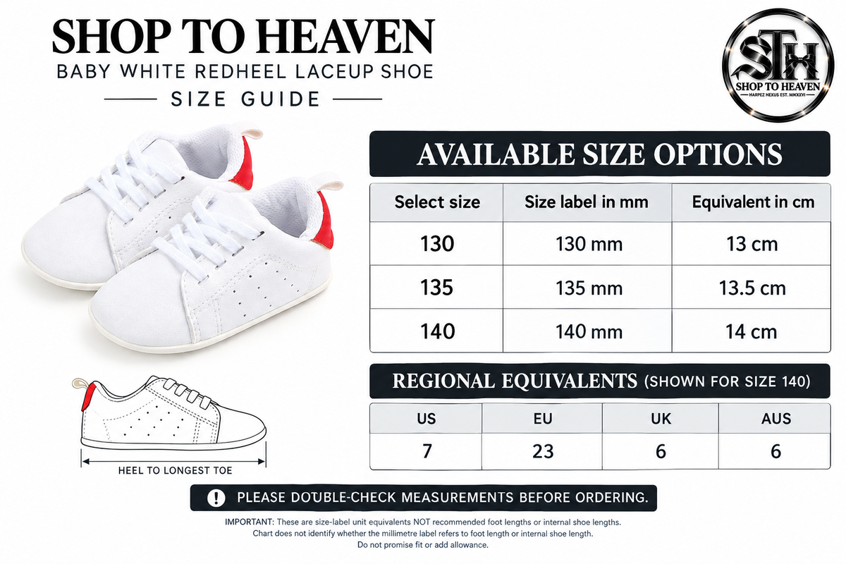 Baby Lace-Up Shoes Size Guide